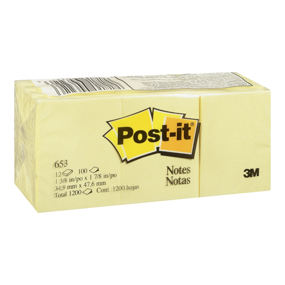 POST IT STICKY NOTES PLAIN 653 3M 1 3/8X1 7/8" اوراق ملاحظات لاصقة صغيرة _ صفراء