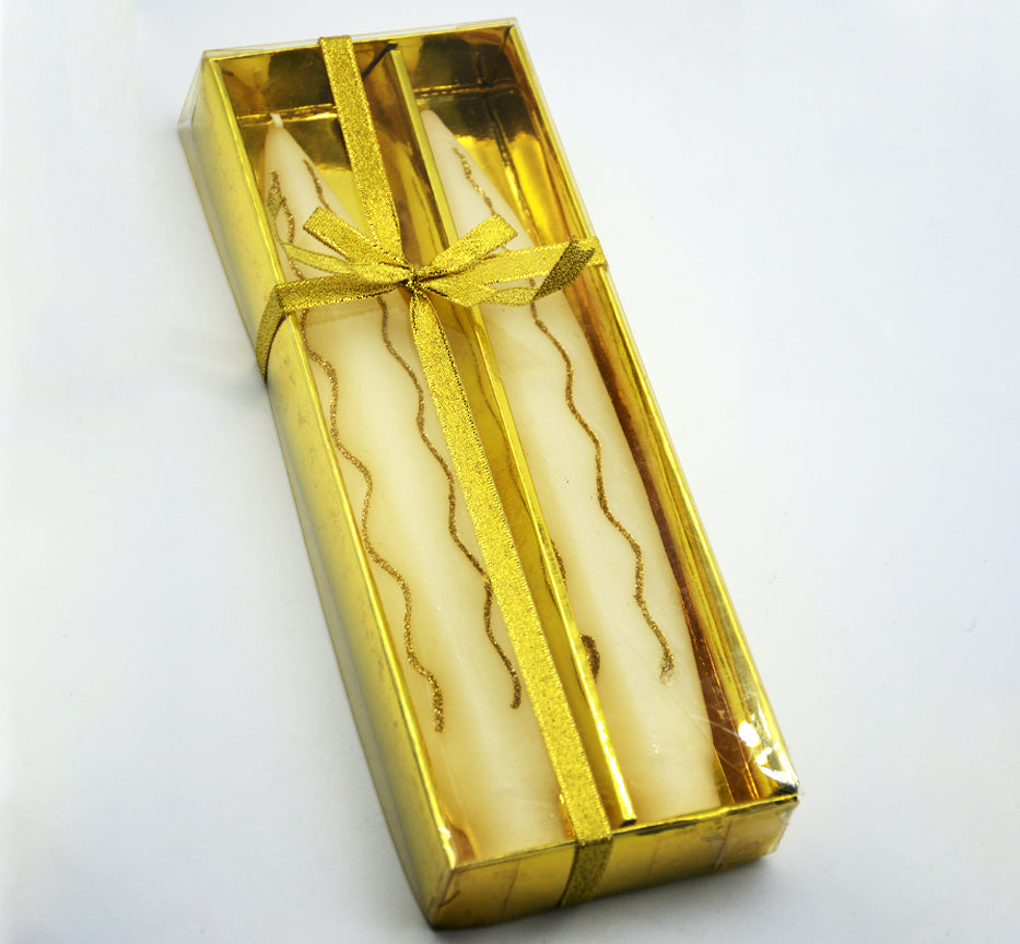 PILLAR CANDLE 2PCSET10 "W/ZARI"