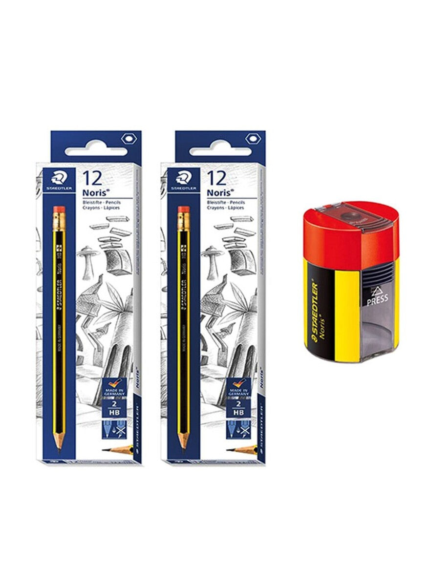 STAEDTLER122 HB 2 PENCIL 2PKT+1SHARPENER 511-004