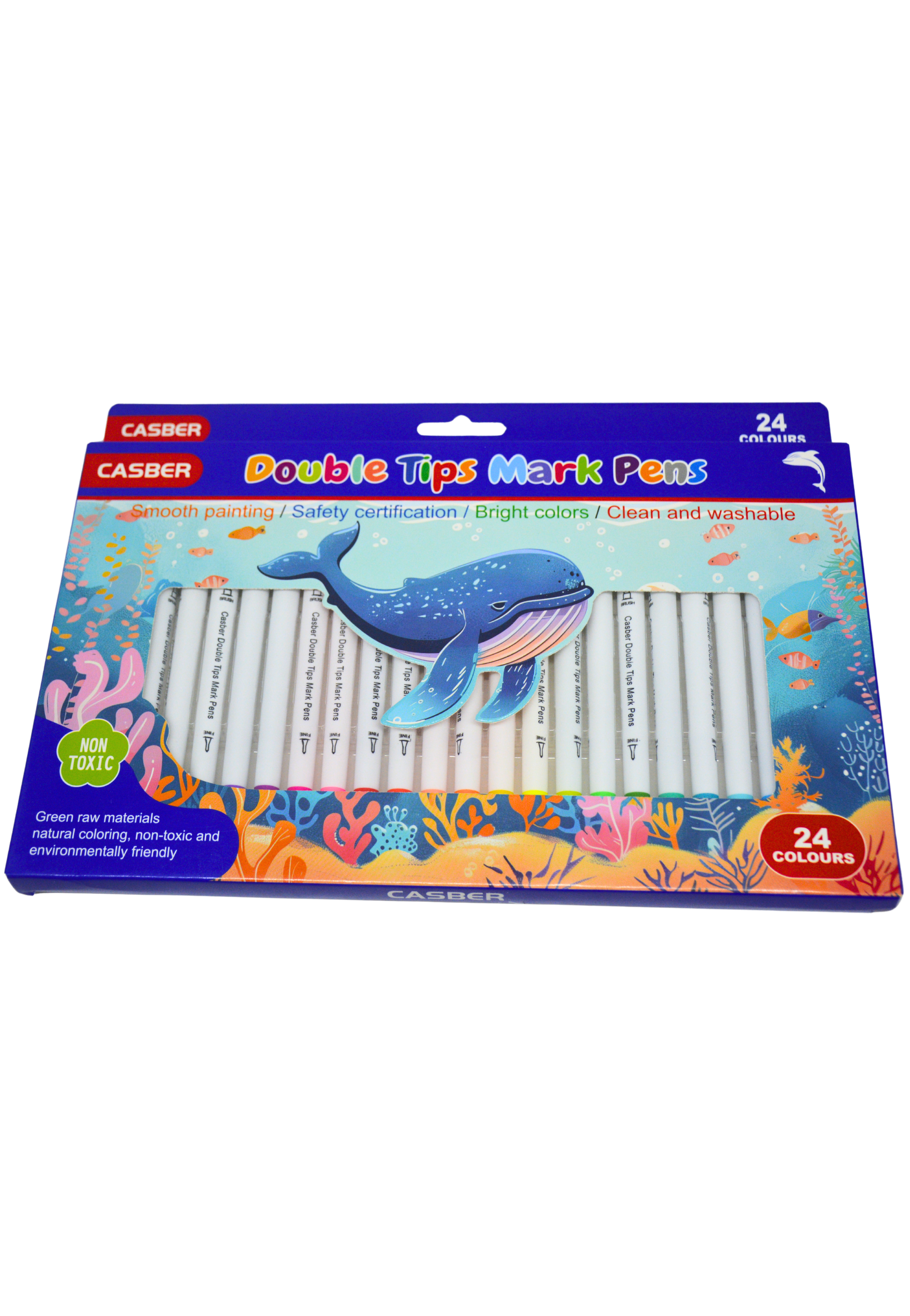 CASBER FELT DOUBLE TIPS MARKER PEN 24PCS/PKT