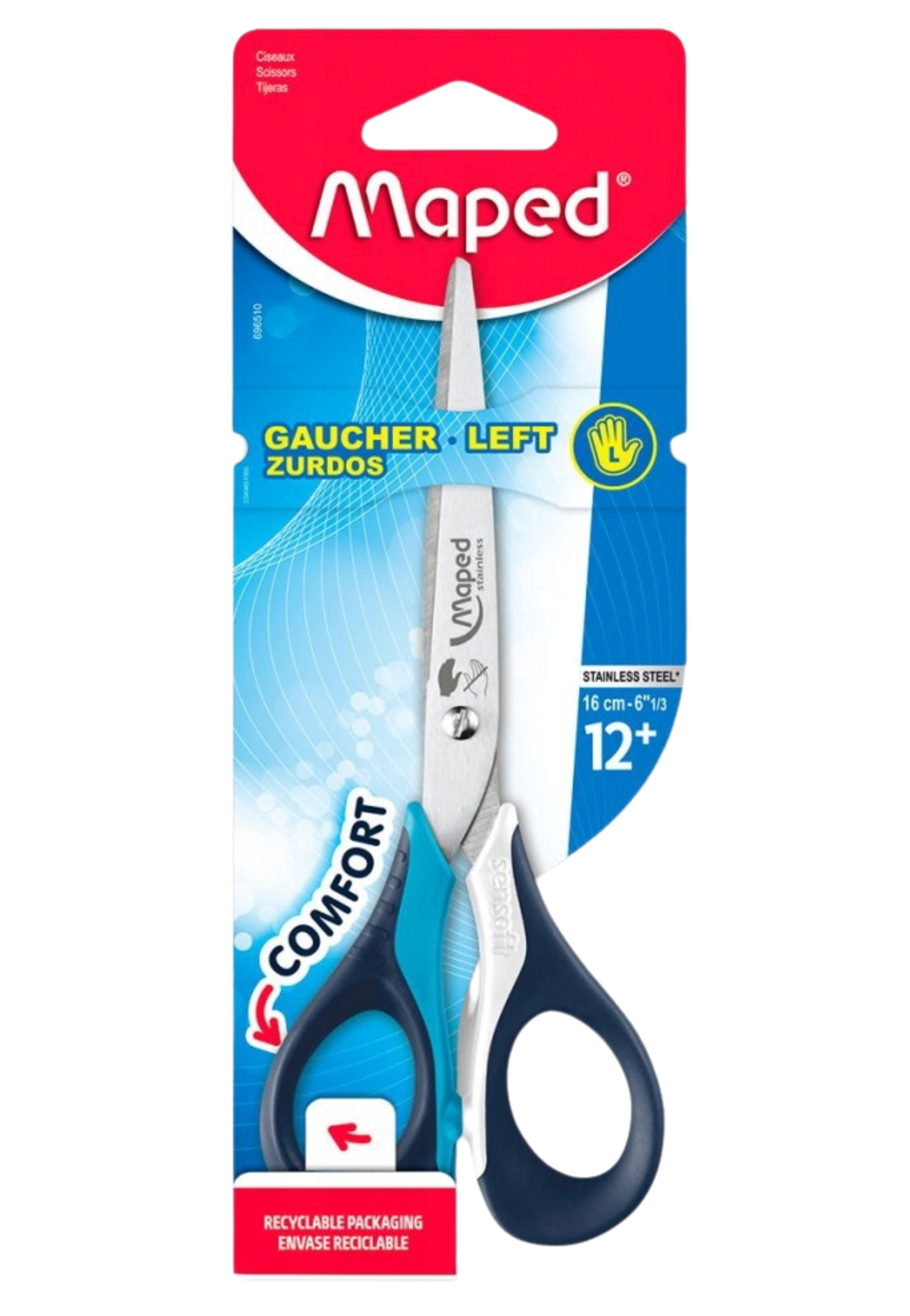 MAPED SCISSOR 16CM SYM SENSFIT LH BLS