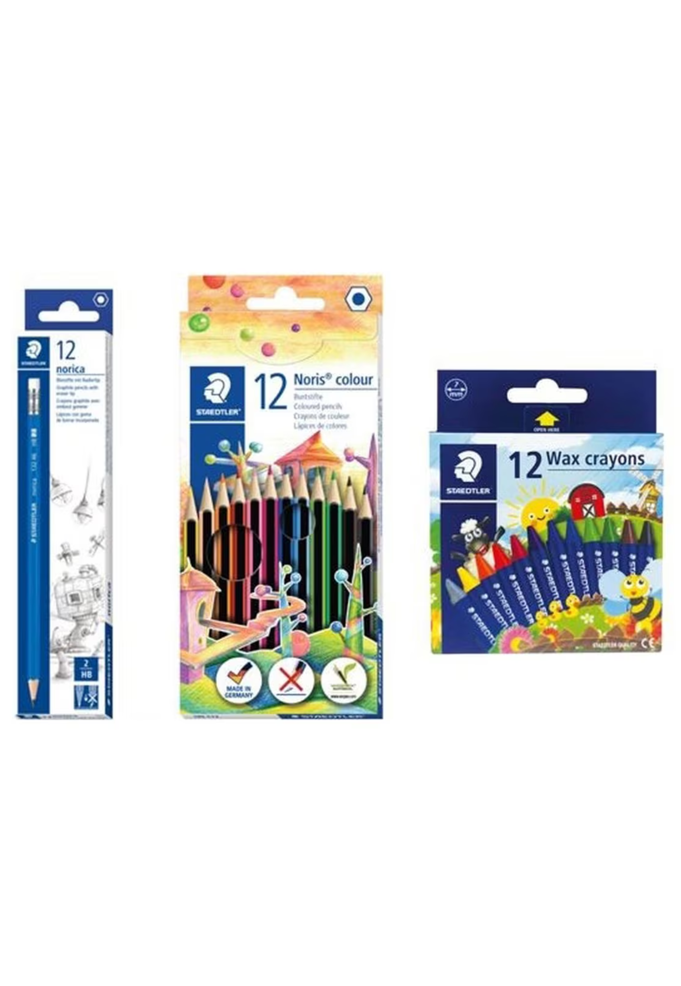 NORICA 1BX+12COL PENCIL+WAX CRAYON 12PCS PACK