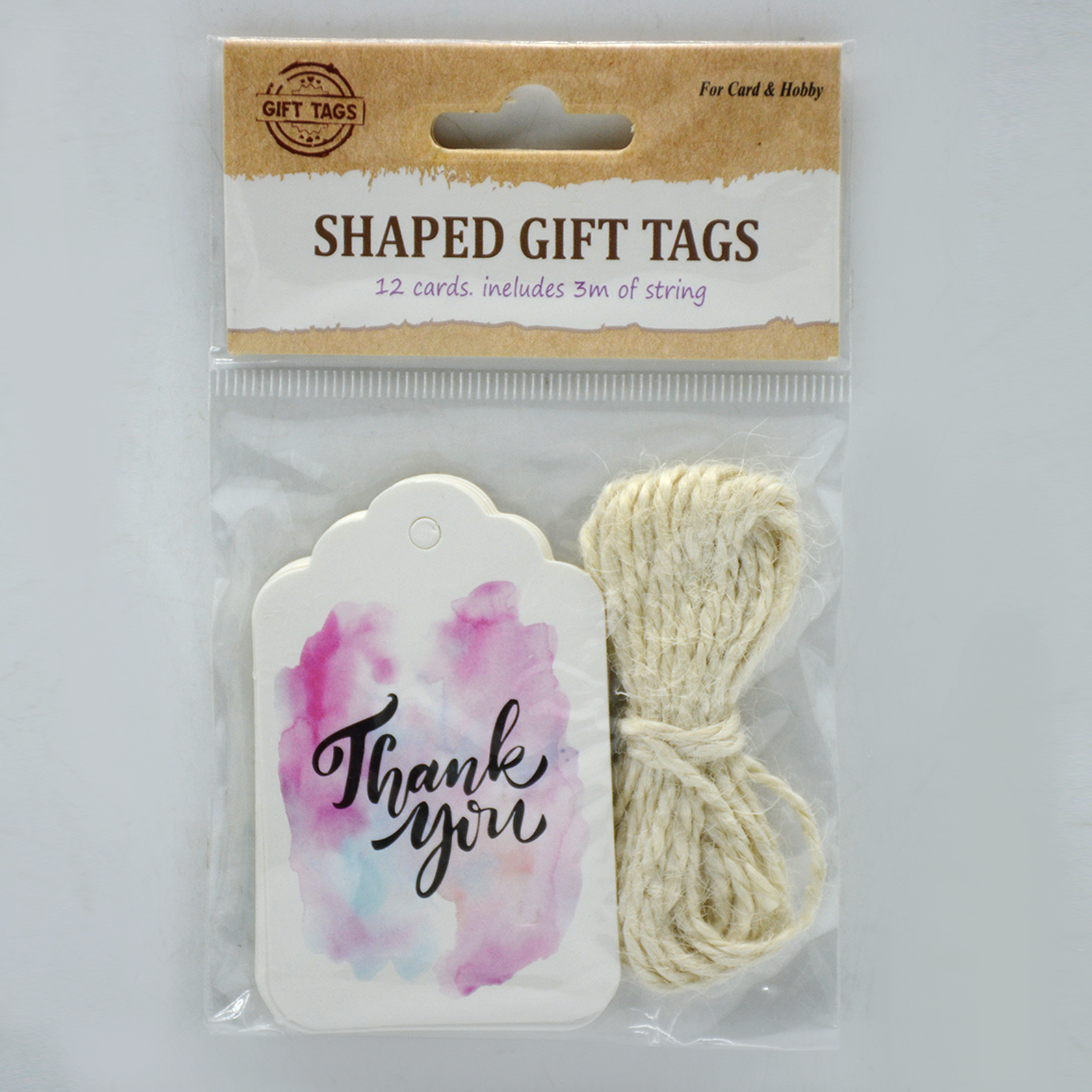 SHAPED GIFT TAGS W/STRING 12PCS/PKT ASSTD