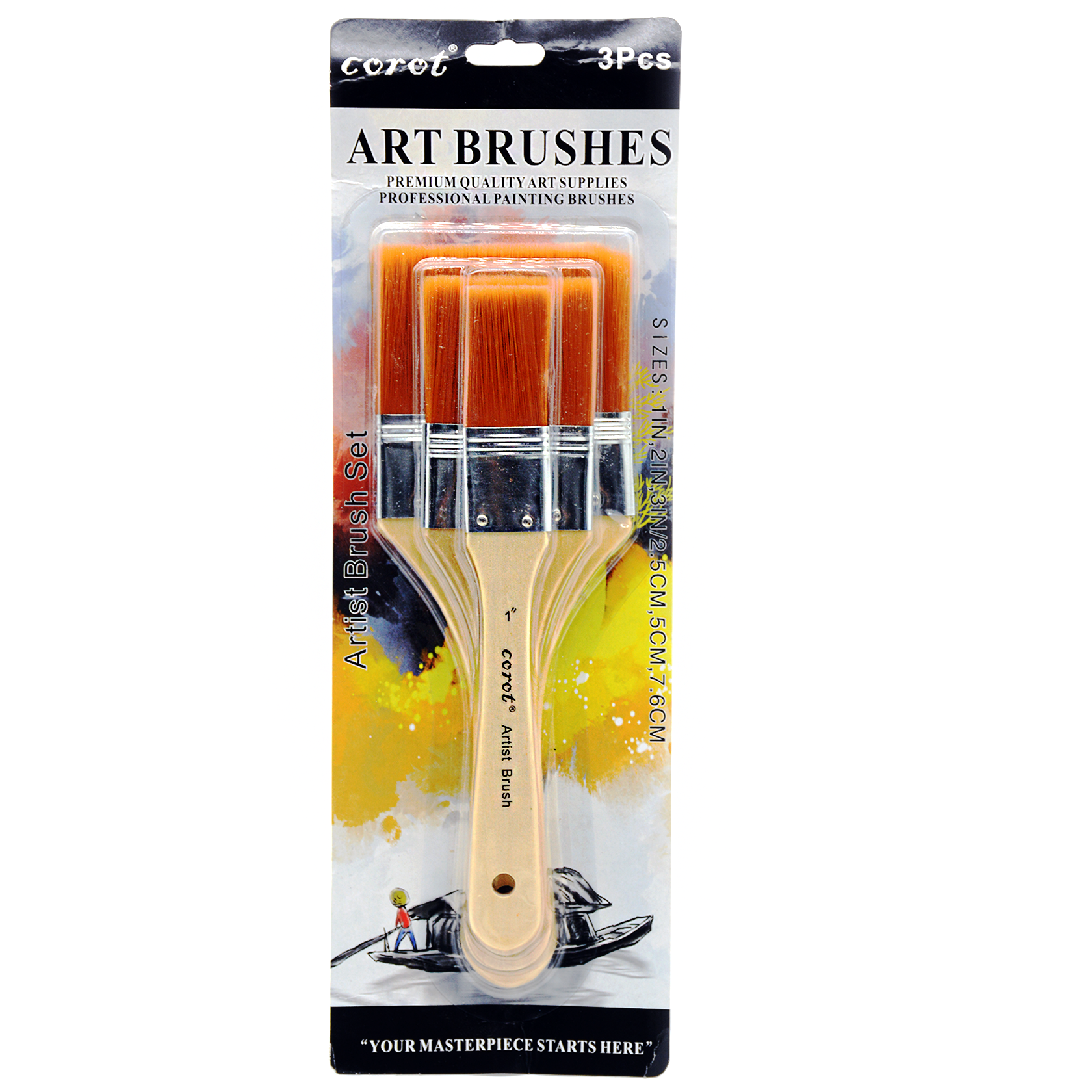 BIANYO COROT ARTIST BRUSH FLAT 3PCS PACK