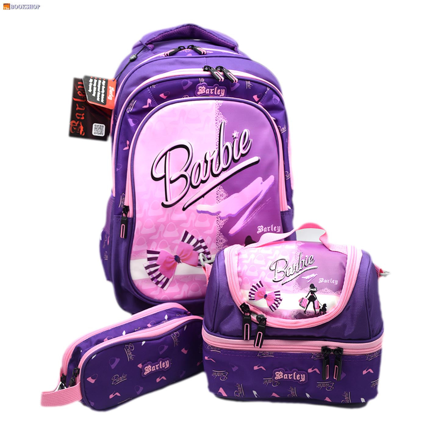 BARLEY TROLLEY BAG 18" 3COMP W/PENCIL CASE&LUNCH BAG- BARBIE DESIGN