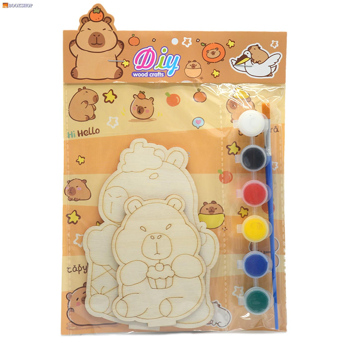 DIY WOOD CRAFTS W/6PCS WATER COLOR SET ASSTD