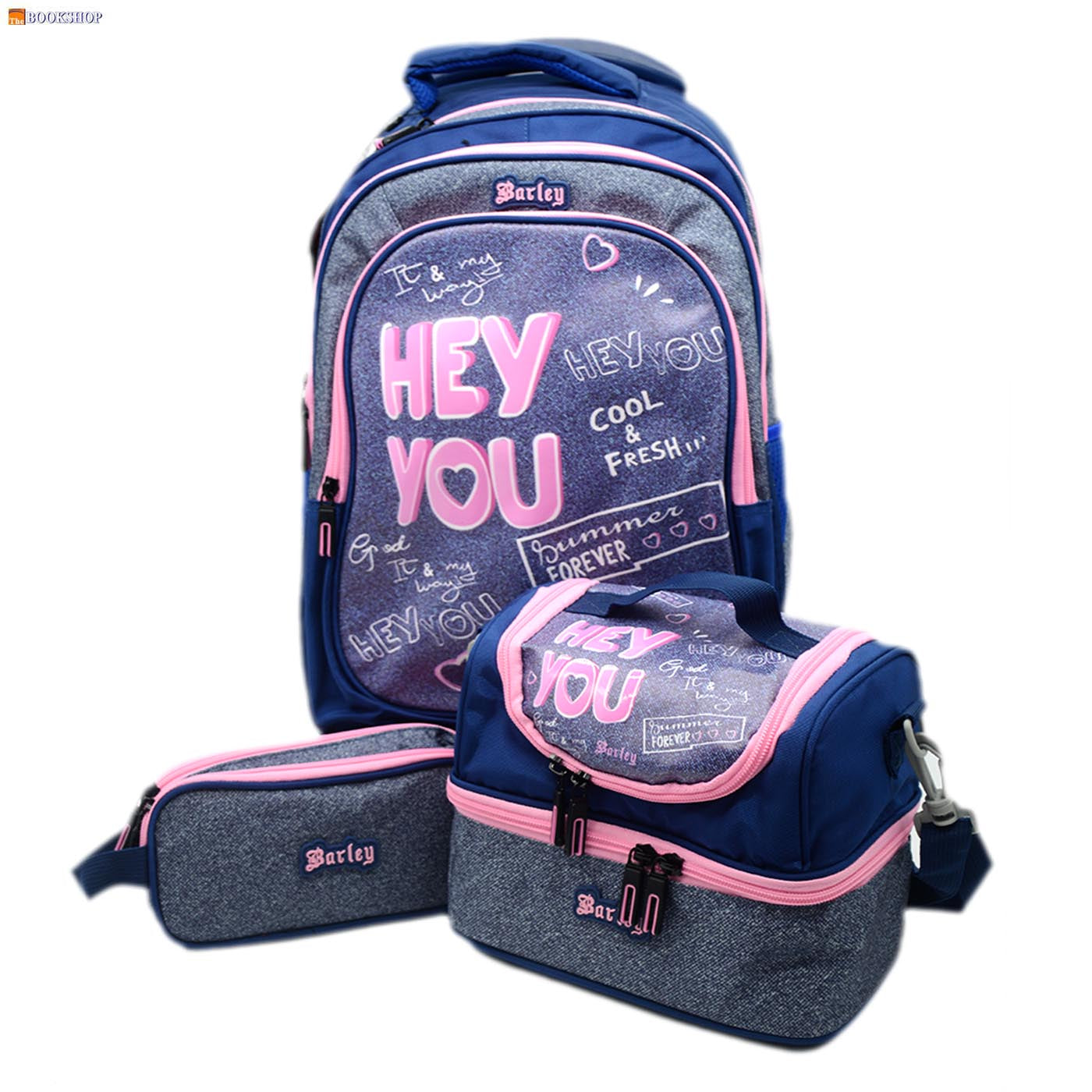 BARLEY TROLLEY BAG 18" 3COMP W/PENCIL CASE&LUNCH BAG- HEY YOU