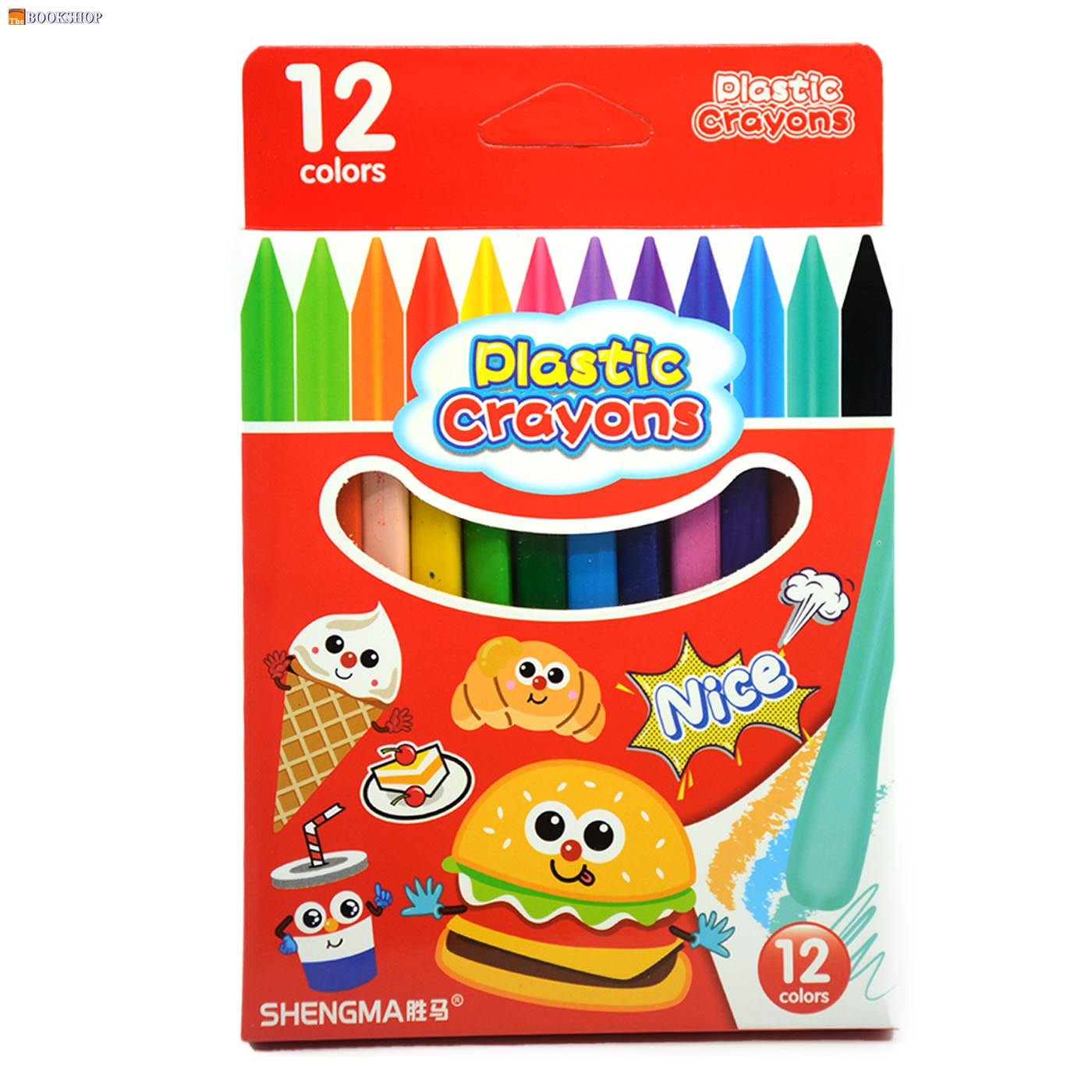 PLASTIC CRAYONS 12PCS PACK ASSTD