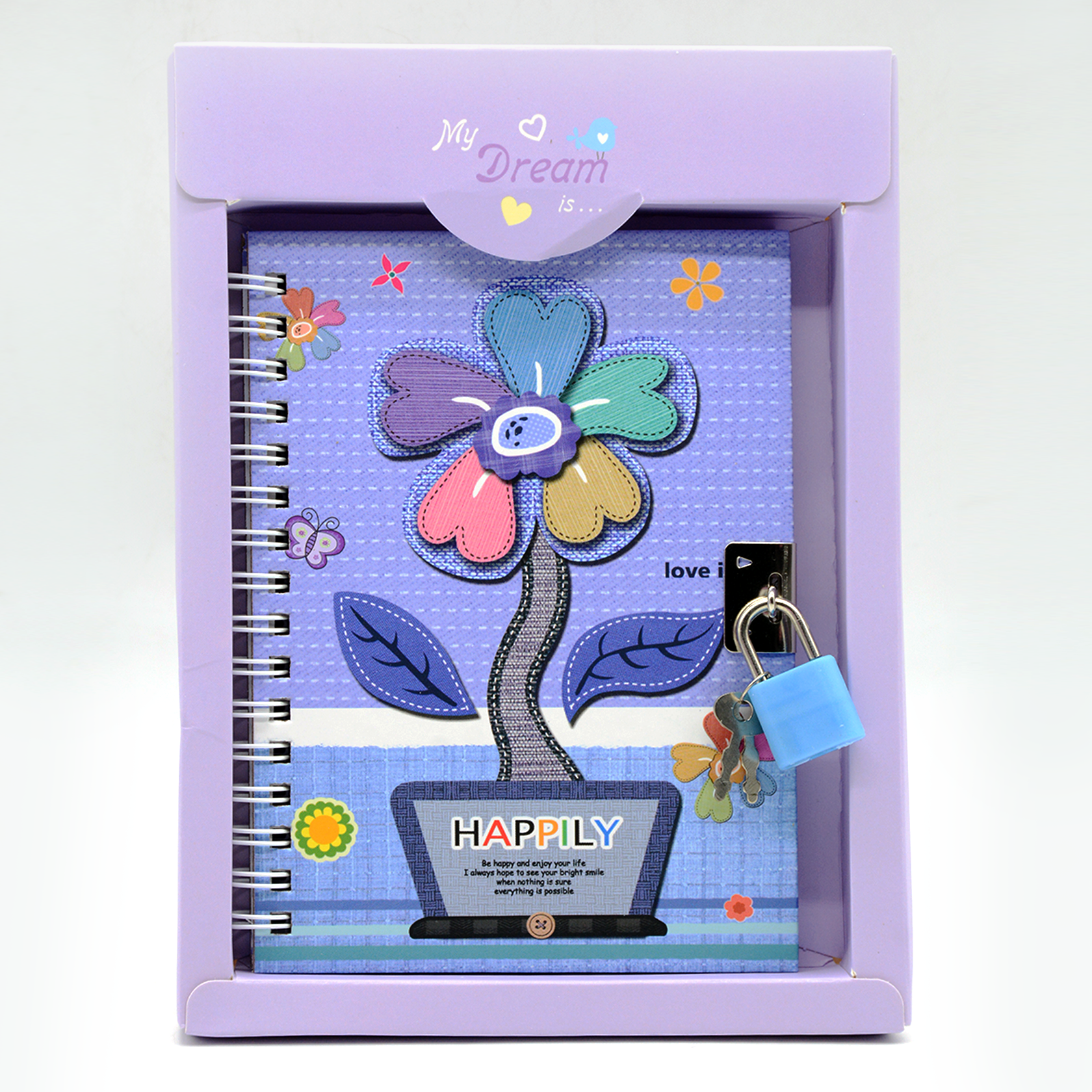 SPIRAL NOTEBOOK W/LOCK&KEY SET 19.5X14.5CM