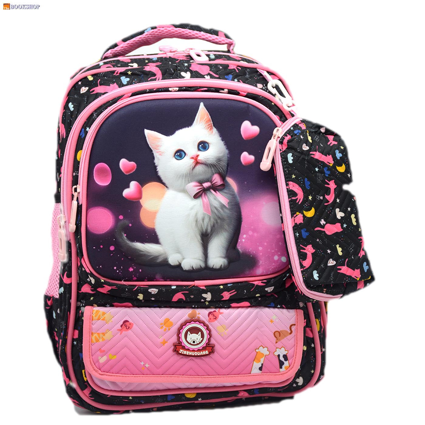 JINZHUOWANG LOVELY CAT 3D EMBOSSED BACKPACK 16" W/PENCIL CASE