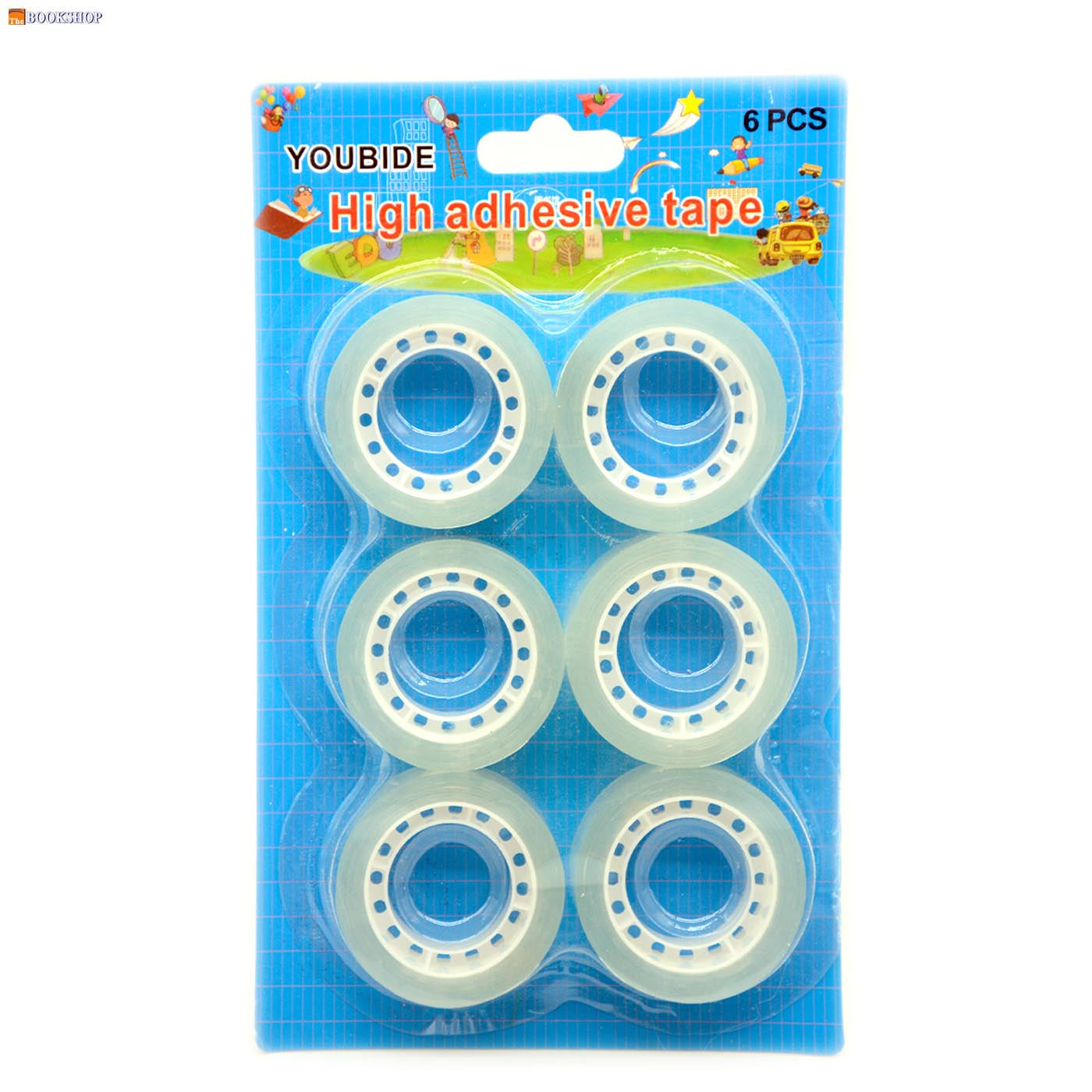 CLEAR TAPE 3/4" 6PCS BLISTER علبة لاصق بلاستيكي شاف