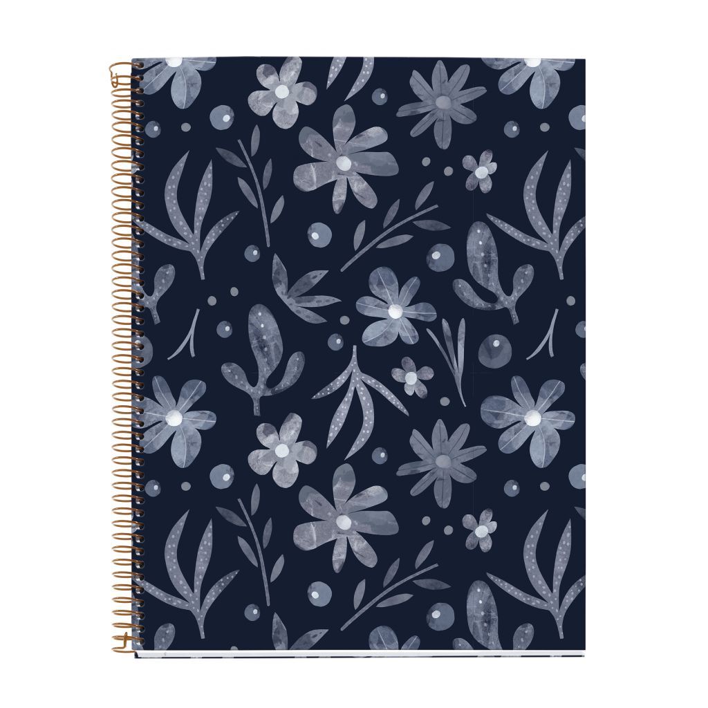 MIQUELRIUS MR HARD COVER SPIRAL A4 70G 120SHT 1LINE NOTEBOOK-DARK GARDEN MIDNIGHT
