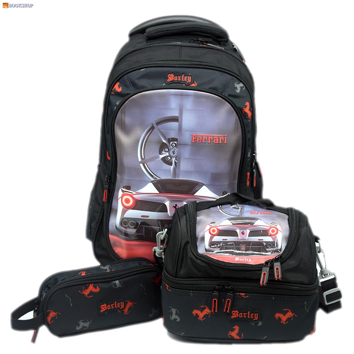 BARLEY TROLLEY BAG 18" 3COMP W/PENCIL CASE&LUNCH BAG- FERRARI