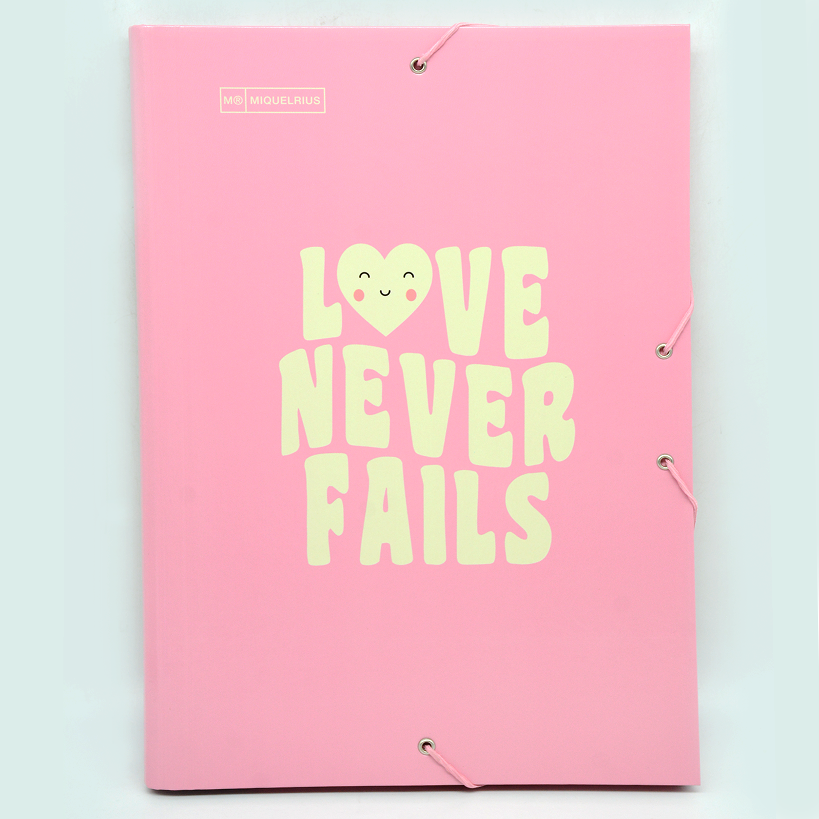 MIQUELRIUS MR FLAP FOLDER W/ELASTIC CLOSURE A4- MESSAGES PINK