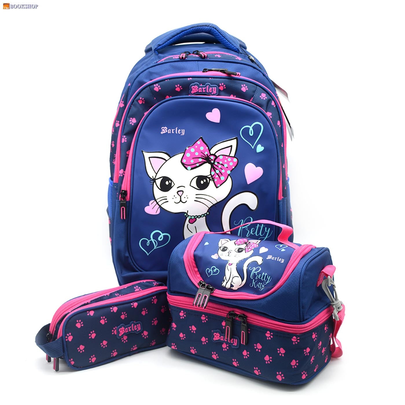 BARLEY TROLLEY BAG 18" 3COMP W/PENCIL CASE&LUNCH BAG-PRETTY KITTY