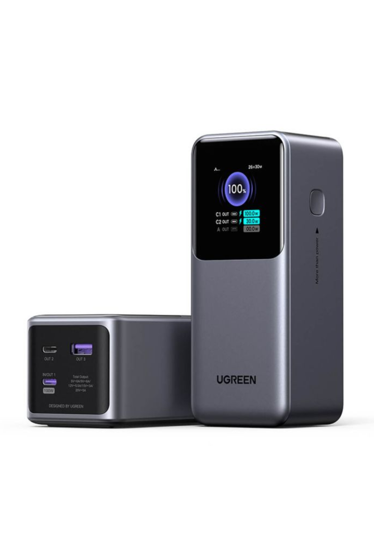 UGREEN 20000MAH PD 130W POWERBANK W/ USB-C CABLE-GRAY