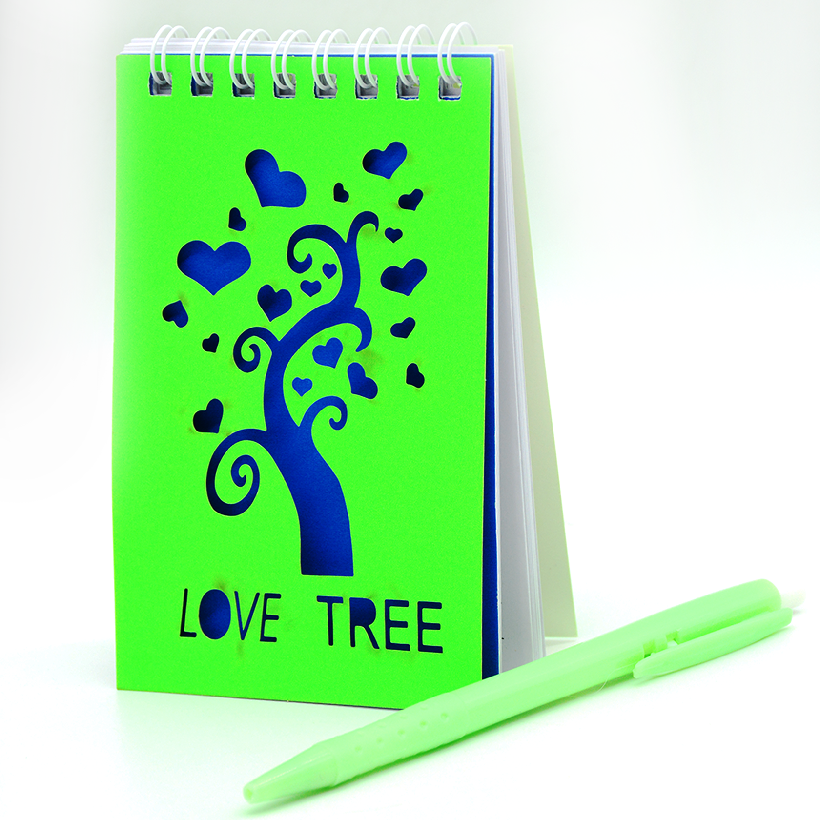 FLUORESCENT CARD COVER NOTEPAD W/PEN ASSTD