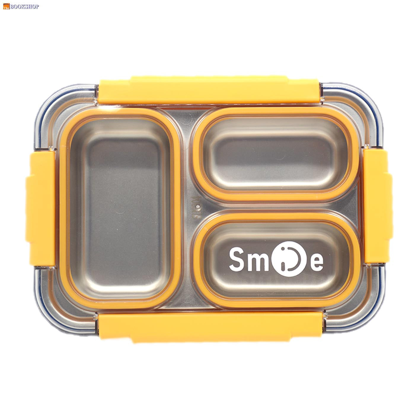 STAINLESS LUNCH BOX W/3 DIVISION&4 CLIP CLOSURE 710ML