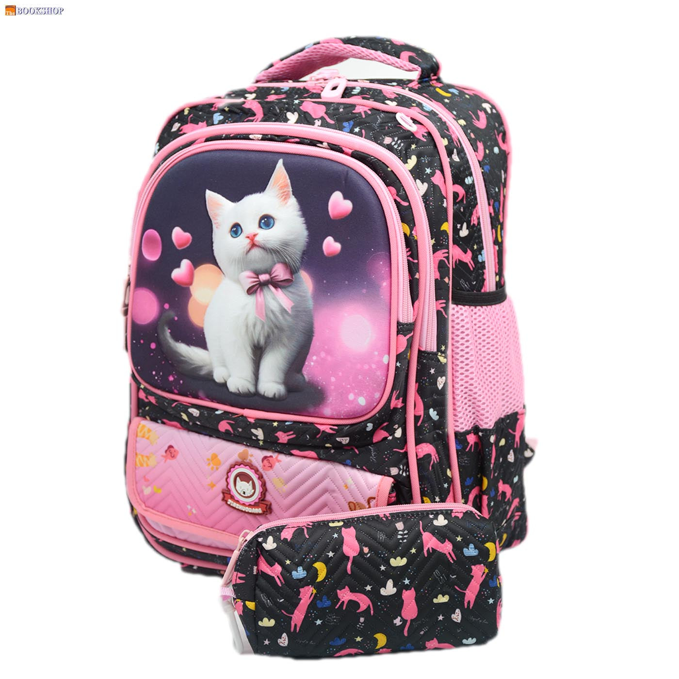 JINZHUOWANG LOVELY CAT 3D EMBOSSED BACKPACK 16" W/PENCIL CASE