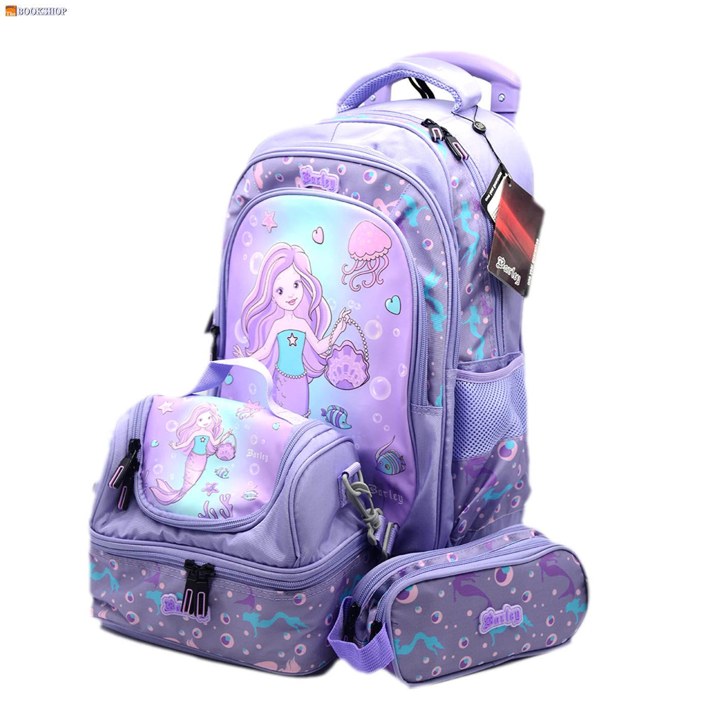 BARLEY TROLLEY BAG 18" 3COMP W/PENCIL CASE&LUNCH BAG- MERMAID DESIGN