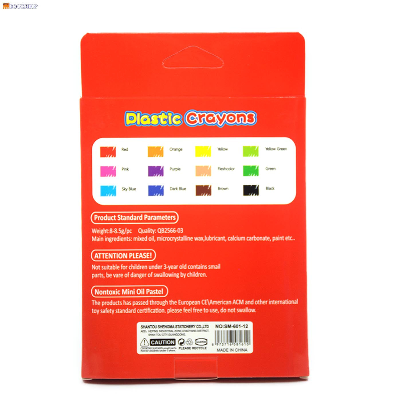 PLASTIC CRAYONS 12PCS PACK ASSTD