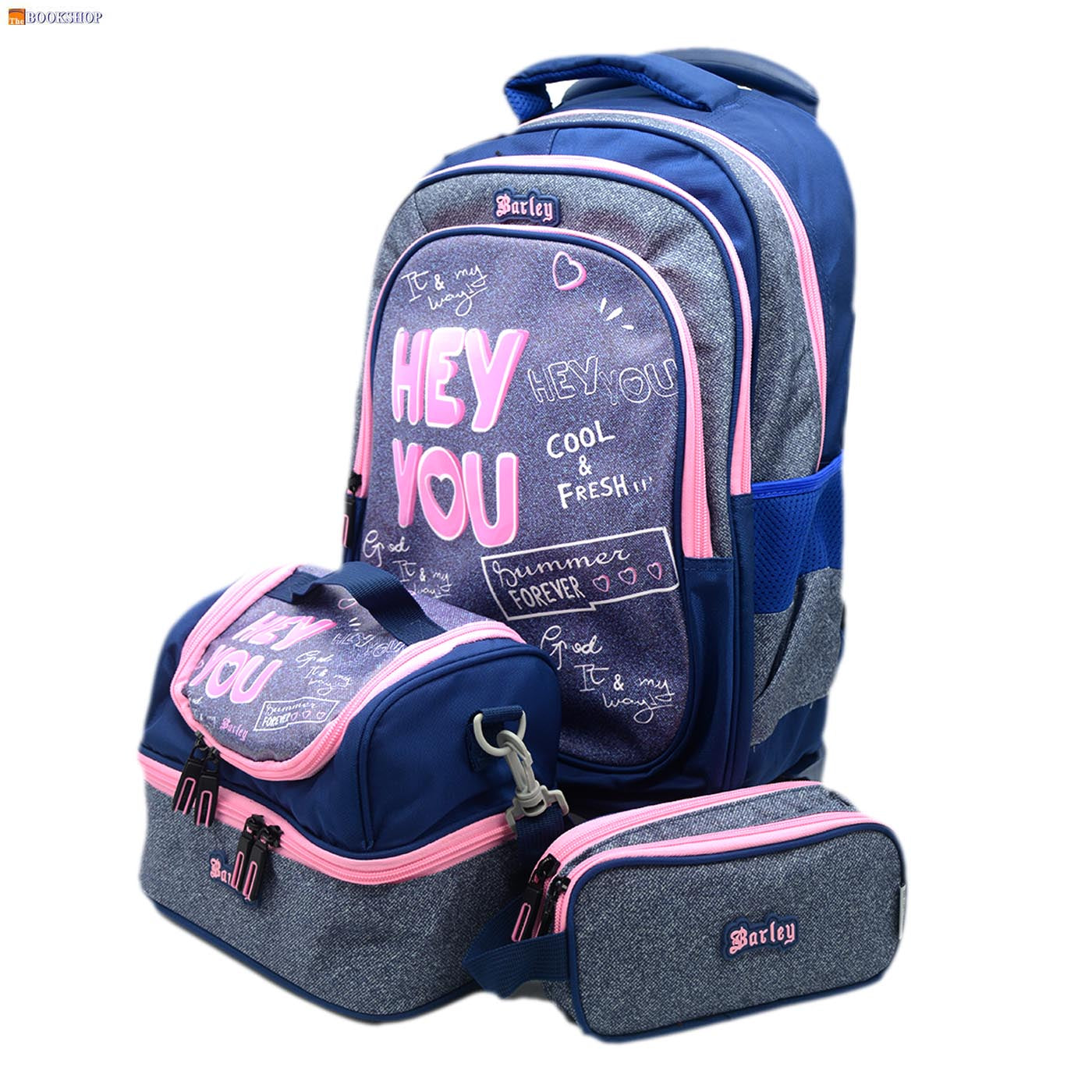 BARLEY TROLLEY BAG 18" 3COMP W/PENCIL CASE&LUNCH BAG- HEY YOU