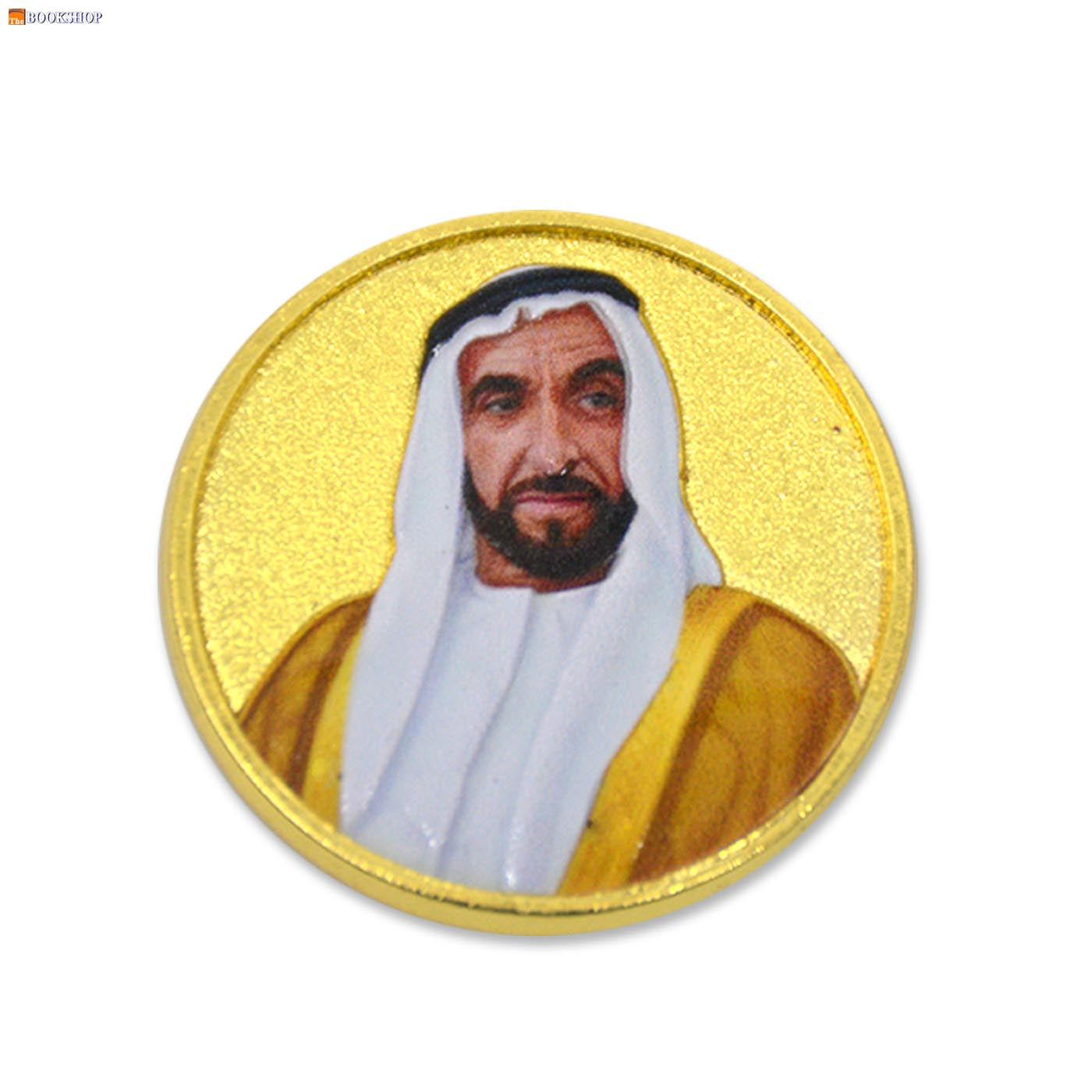 SHEIKH ZAYED 3D ROUND MAGNETIC BROOCH GOLD