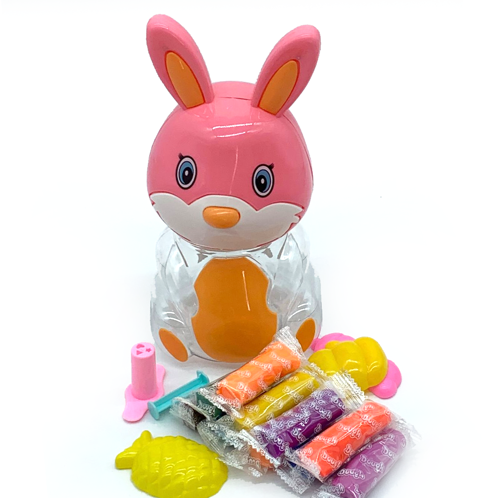 معجون بوليمر ملون مع قوالب 10قطع -علبة بلاستيكية شكل ارنب