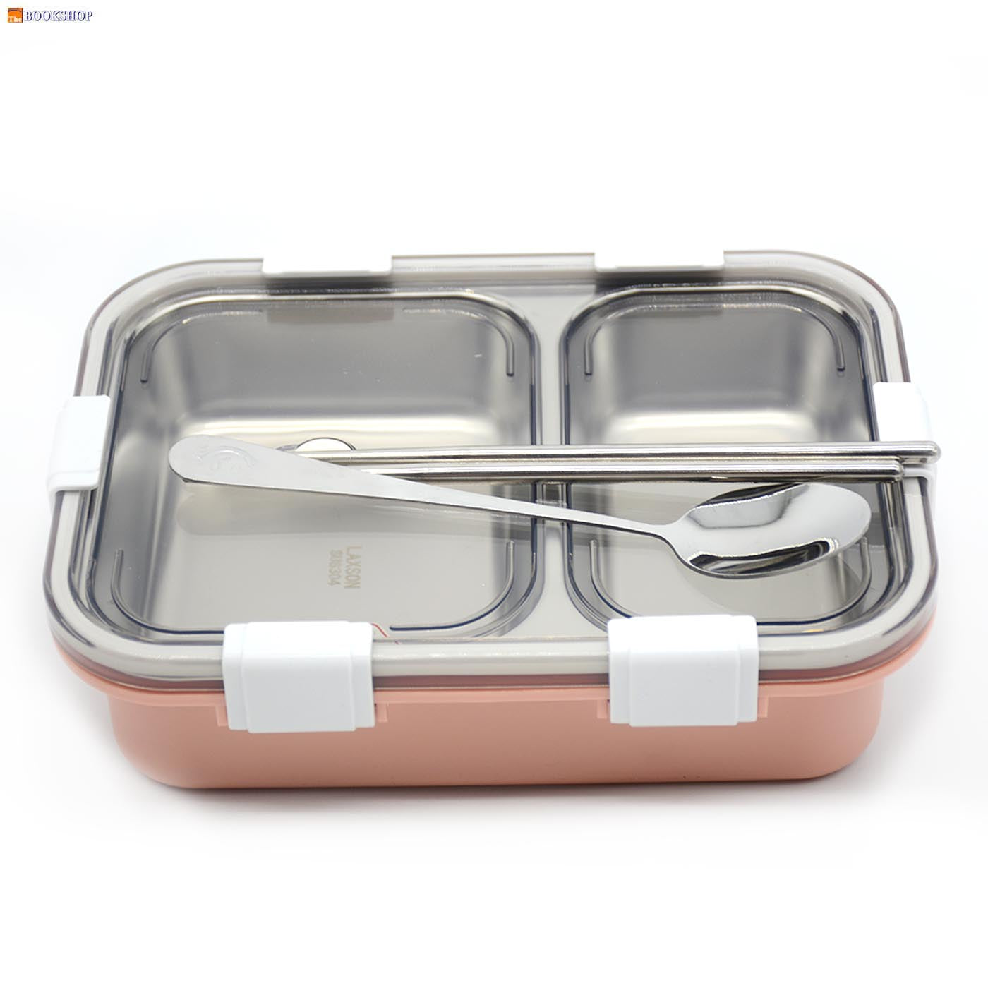 STAINLESS STEEL LUNCH BOX W/2DIVSION&6CLOSURE 800ML LX-7070