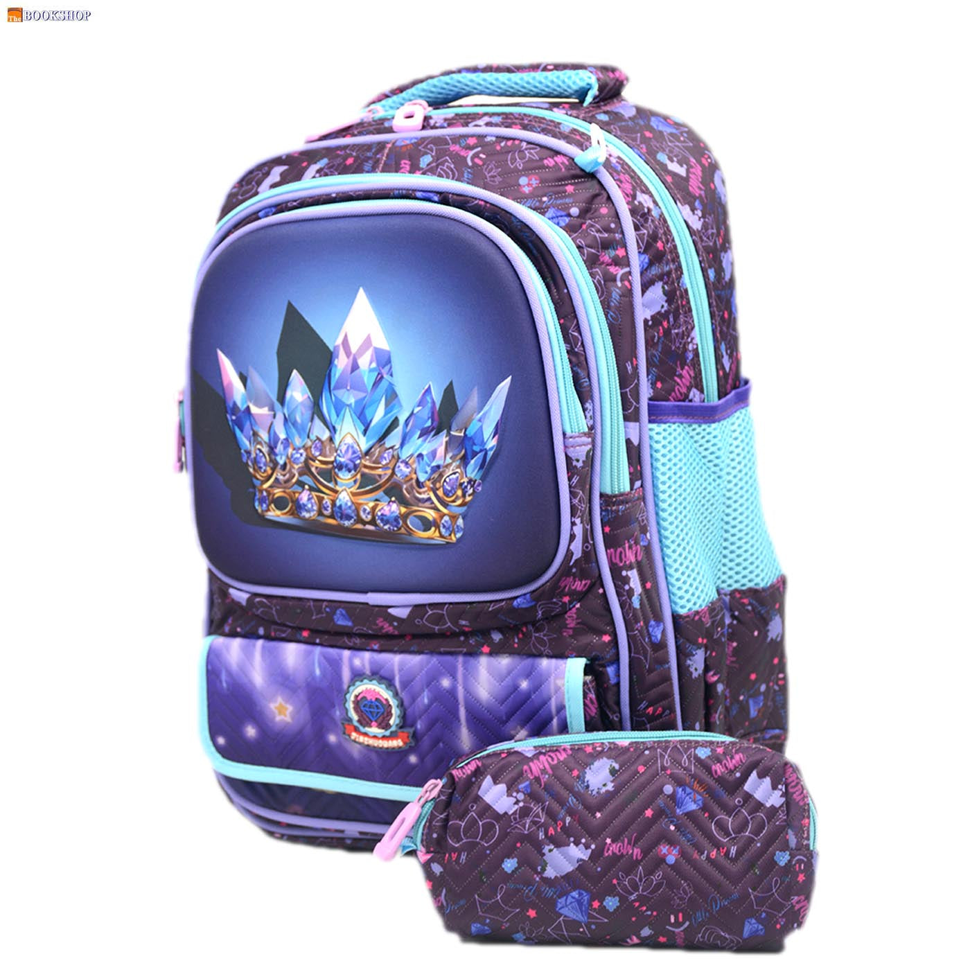 JINZHUOWANG CROWN 3D EMBOSSED BACKPACK 16" W/PENCIL CASE