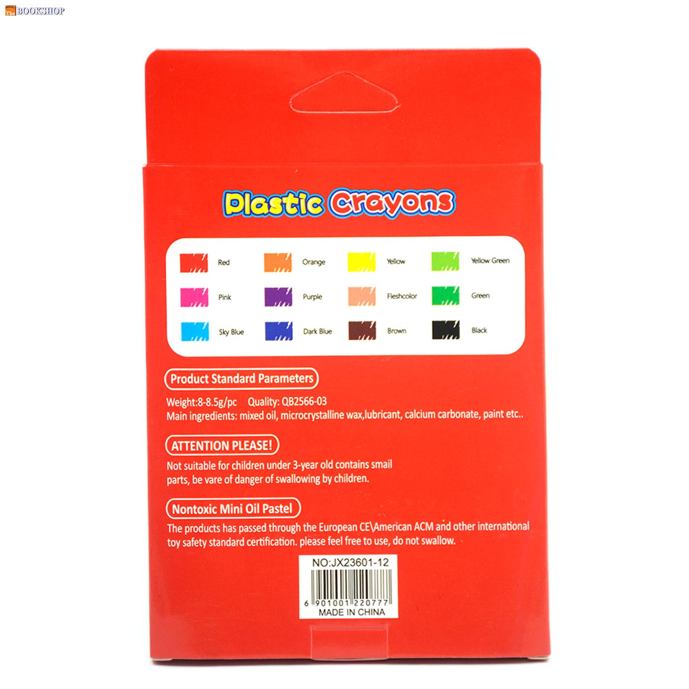 PLASTIC CRAYONS 12PCS PACK ASSTD