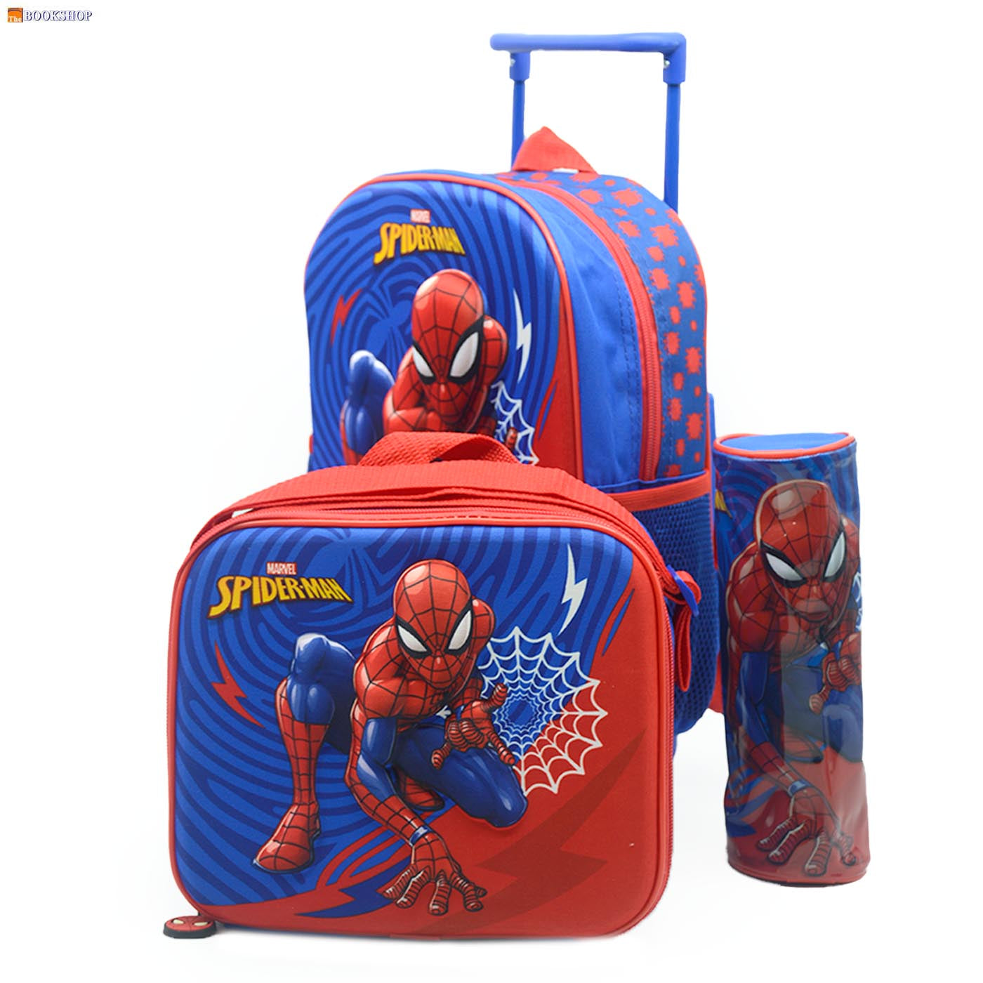SPIDERMAN TROLLEY BAG 12" W/PENCIL CASE+LUNCH BAG DES-1