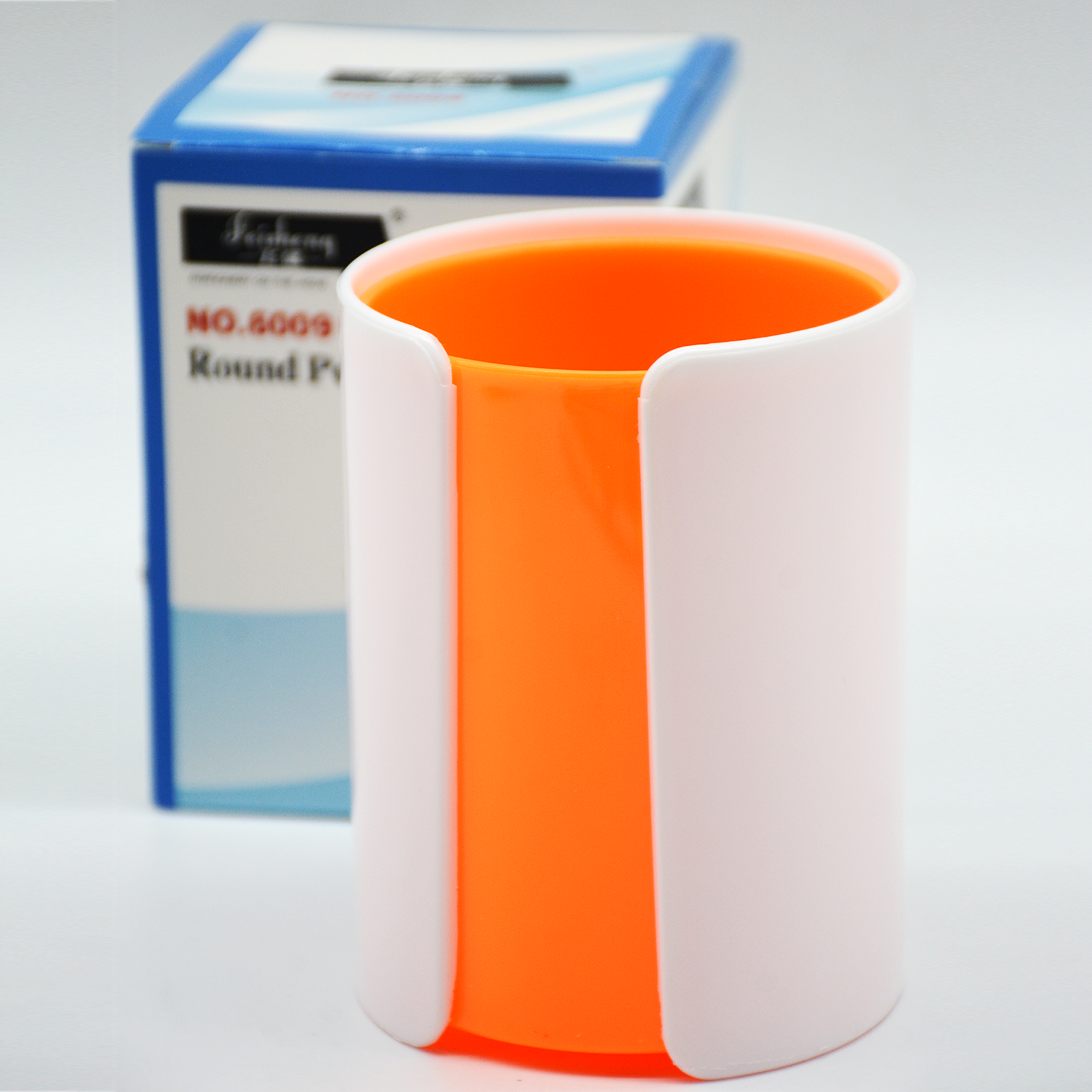 PLASTIC ROUND 2in1 PEN HOLDER FS6009