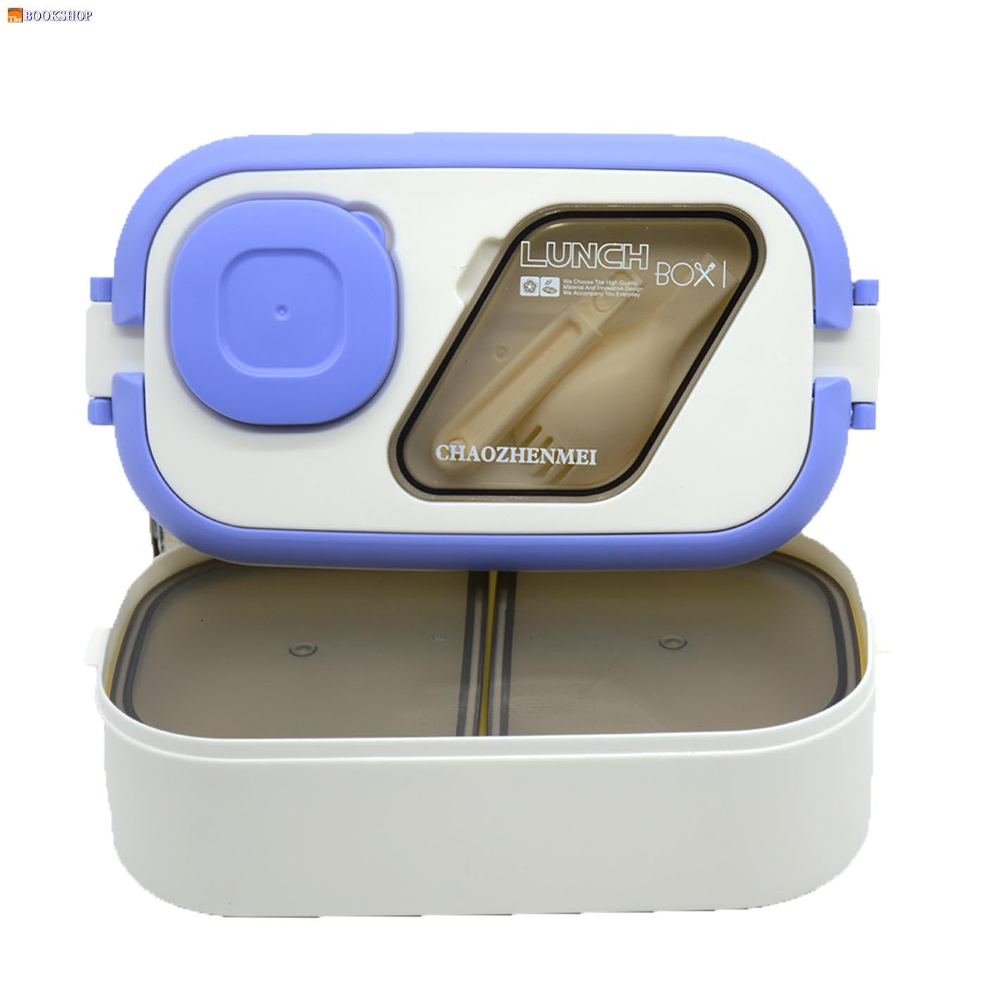CHAOZHENMEI RECT PLASTIC LUNCH BOX W/2DIVISION&SPOON YC9057