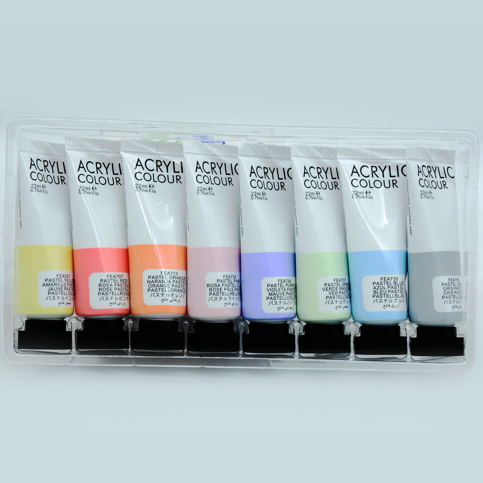 ART RANGER ACRYLIC COLOUR 8X22ML PASTEL COLOR
