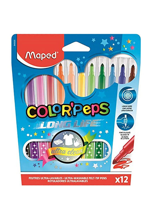 MAPED COLORPEPS LONG LIFE FELT TIP SKETCH PEN 12COL