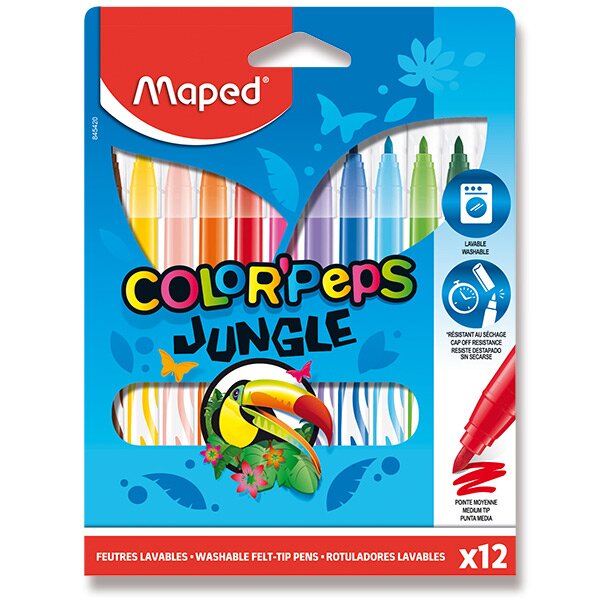 MAPED COLOR PEPS FELT TIP SKETCH PEN JUNGLE 12COLOR