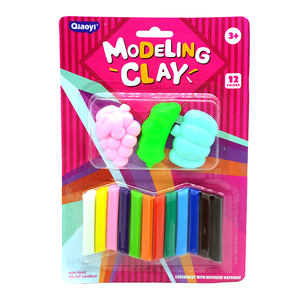 QIAOYI 12COLOR MODELING CLAY W/ACC BLISTER 8015