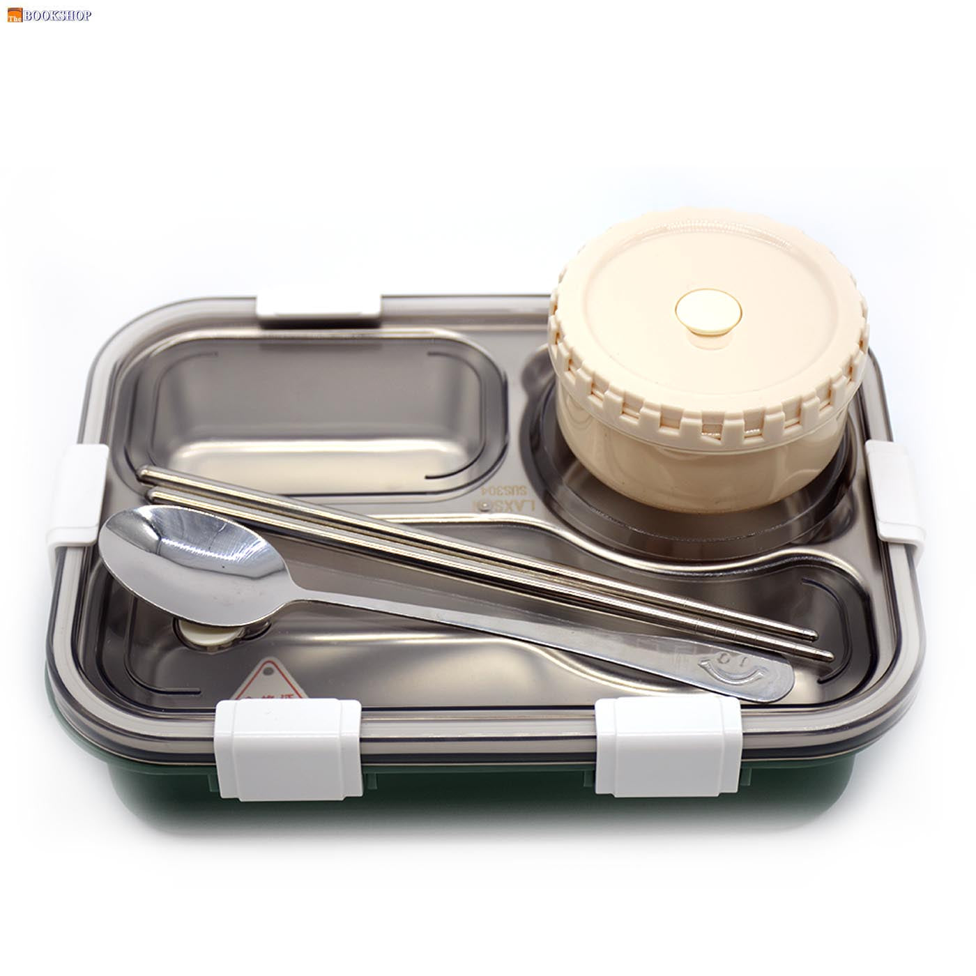 STAINLESS STEEL LUNCH BOX W/3DIVSION&6CLOSURE 850ML LX-7095
