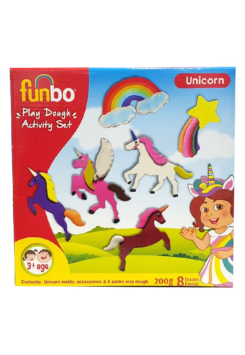 FUNBO PLAY DOUGH ACTIVITY SET 8COLORS 200G-UNICORN