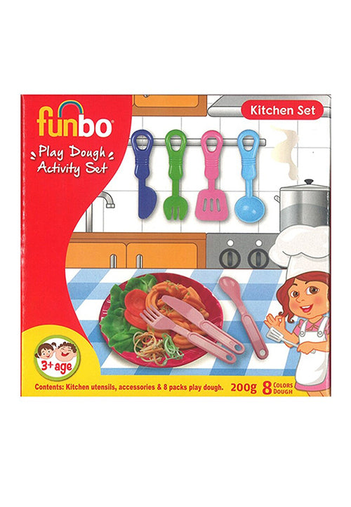 FUNBO PLAY DOUGH ACTIVITY SET 8COLORS 200G-KITCHEN SET