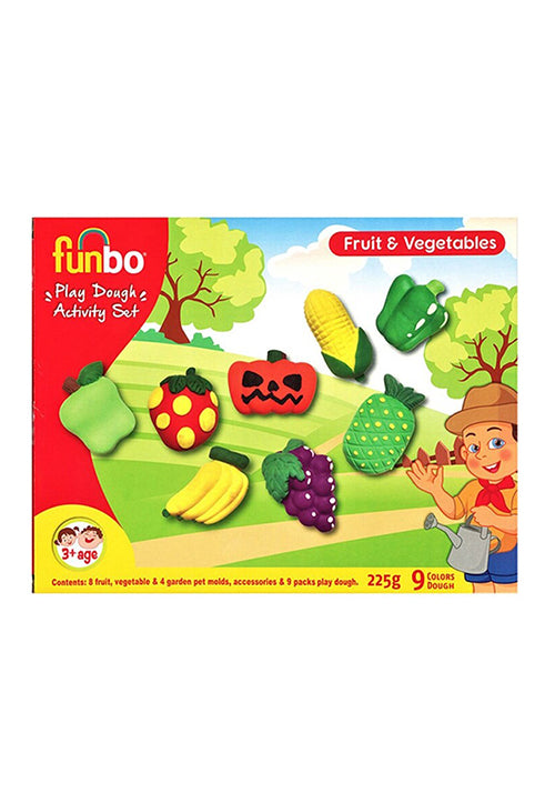 FUNBO PLAY DOUGH ACTIVITY SET 9COLORS 255G-FRUITS & VEGETABLES