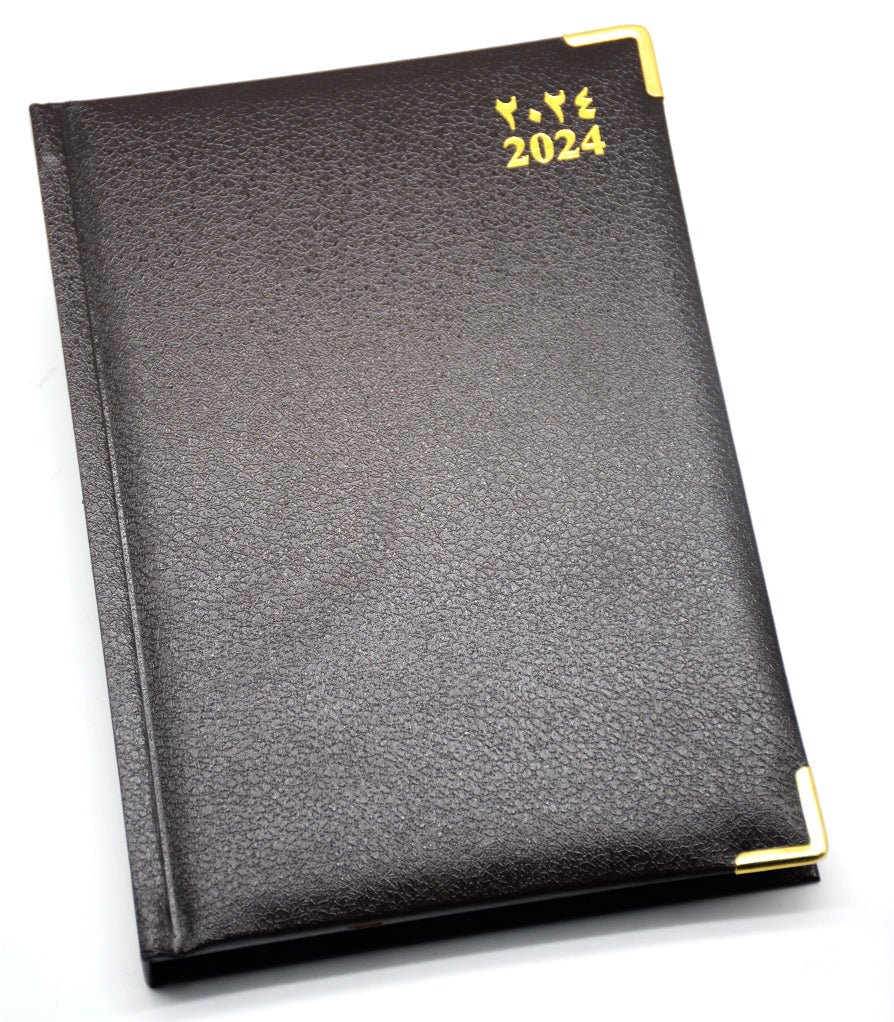 FIS VINYL 1S-PD 2024 GOLD COR. DIARY AR & EN A5 CHOCOLATE