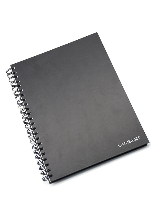 LAMBERT WIRE-O HARD COVER NOTEBOOK 4 LINE A4 100SHT MATT BLACK