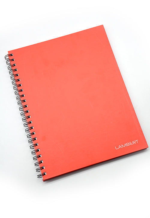 LAMBERT WIRE-O HARD COVER NOTEBOOK 4 LINE A4 100SHT MATT RED