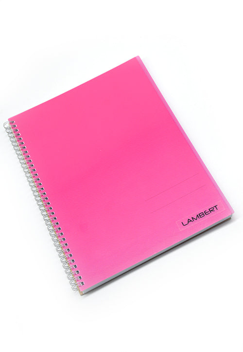 LAMBERT SPIRAL COLOUR PP 70G 100SHT SINGLE LINE A4 NOTEBOOK-MAGENTA