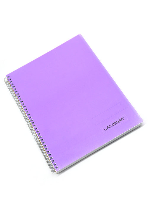 LAMBERT SPIRAL COLOUR PP 70G 100SHT 10MM SQUARE A4 NOTE BOOK-PURPLE