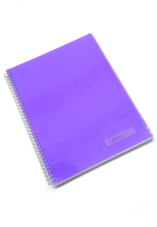 LAMBERT SPIRAL COLOUR PP 70G 100SHT 10MM SQUARE A4 NOTE BOOK-DARK PURPLE