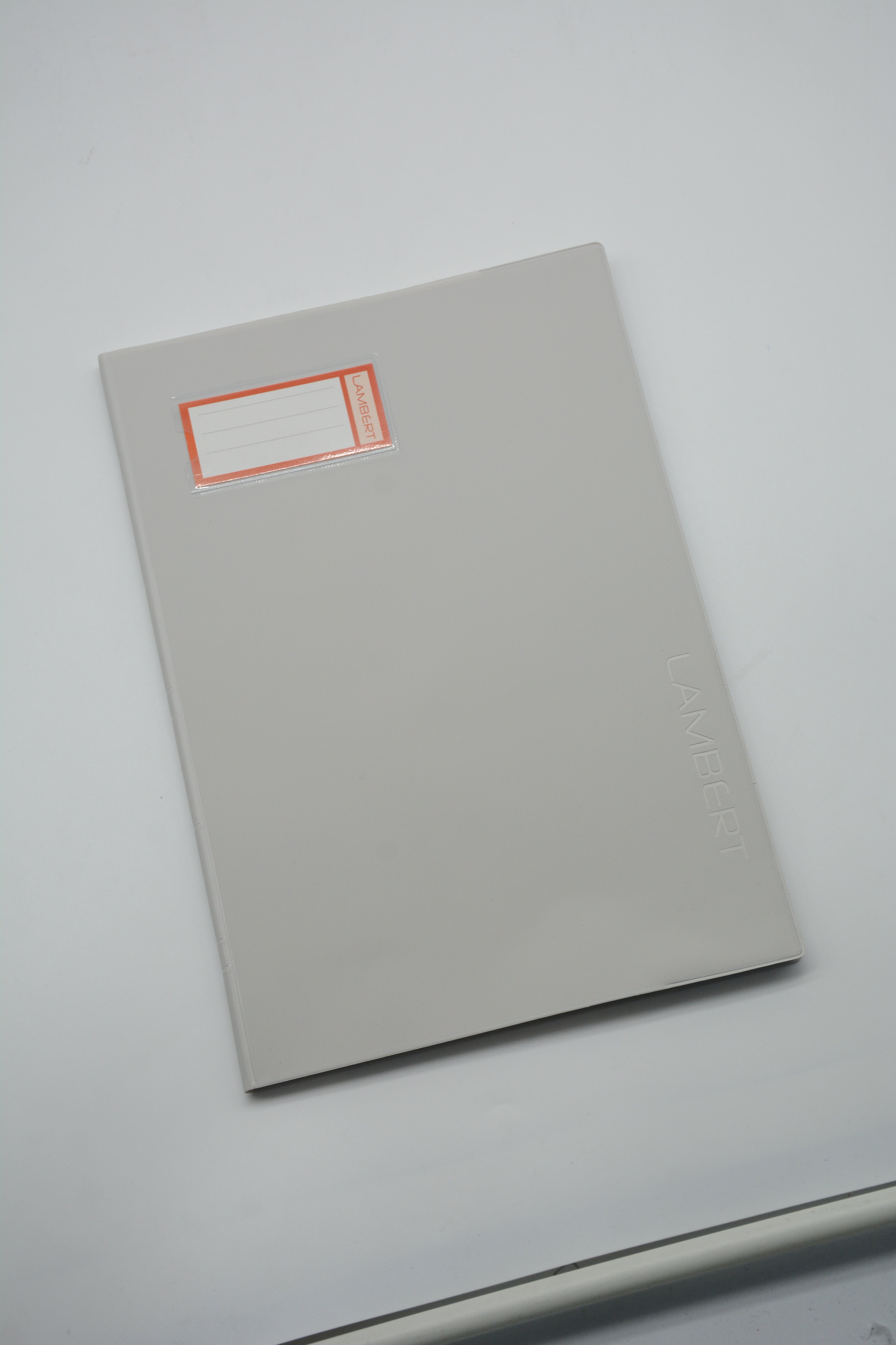 LAMBERT SOLID COLOUR PVC JACKET 100SHT SINGLE LINE A4 NOTE BOOK-LIGHT GREY