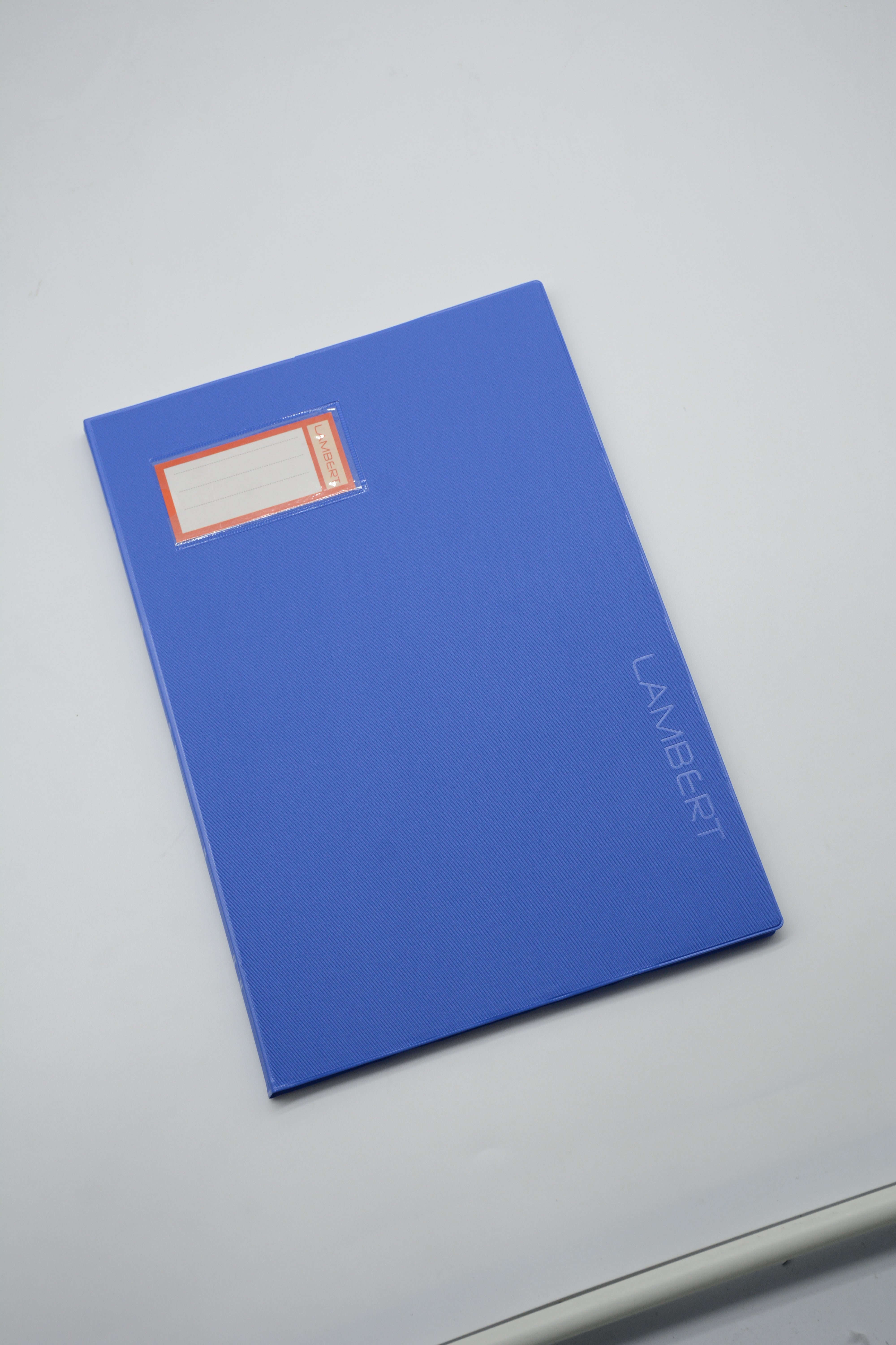 LAMBERT SOLID COLOUR PVC JACKET 100SHT 10MM SQUARE NOTEBOOK A4-BLUE